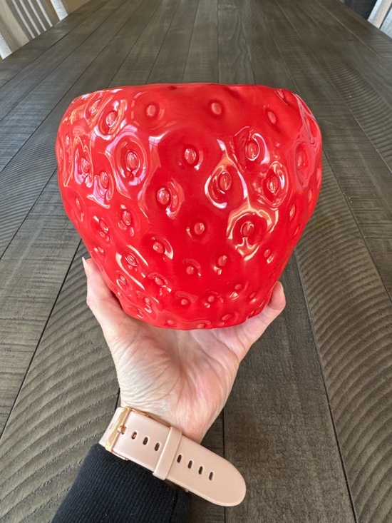 Other - Red Ceramic Strawberry Orchid or Planter Pot